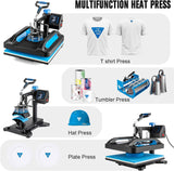 5-in-1 T-Shirt Heat Press Machine (15"x12") with 30OZ Mug Tumbler Press