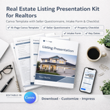 Real Estate Listing Presentation Kit for Realtors – Canva Template with Seller Questionnaire, Intake Form & Checklist